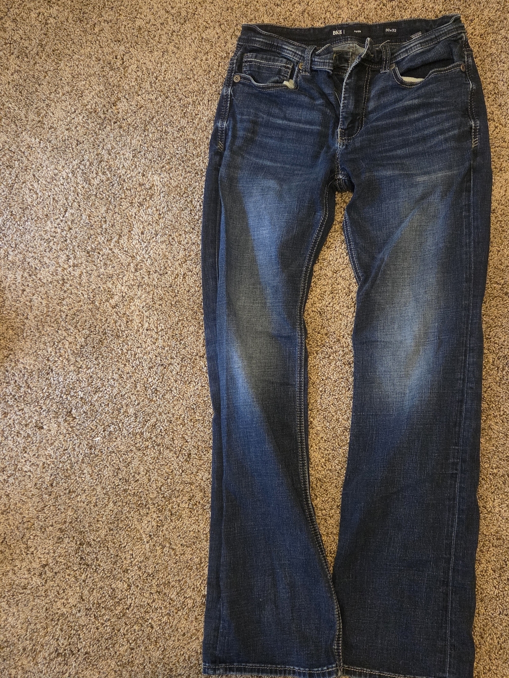 BKE Men's Dark Blue Bootcut Jeans